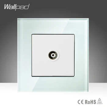 

Satellite TV Sokcet Wallpad Smart Home Hotel White Crystal Glass Cable Satellite TV Television Outlet Wall Socket Free Shipping