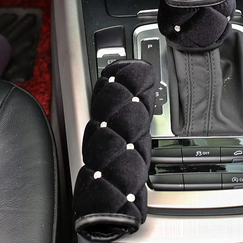 High-Quality-Plush-Car-Seat-Belt-Cover-Soft-Shoulder-Pad-Crystal-HandBrake-Gear-Shifter-Cover-Car-Styling-Interior-129