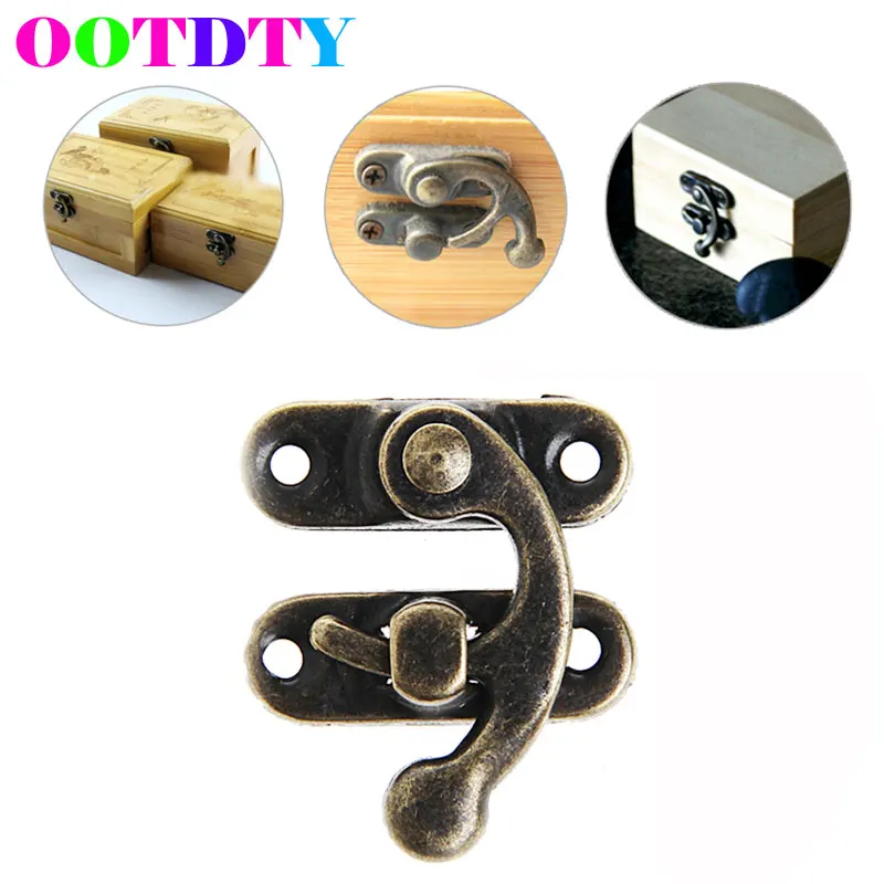 

OOTDTY 12pcs/lot Cornor Brackets Buckle Antique Decorative Jewelry Wooden Box Hasp Latch Hook With Screws MY25_45