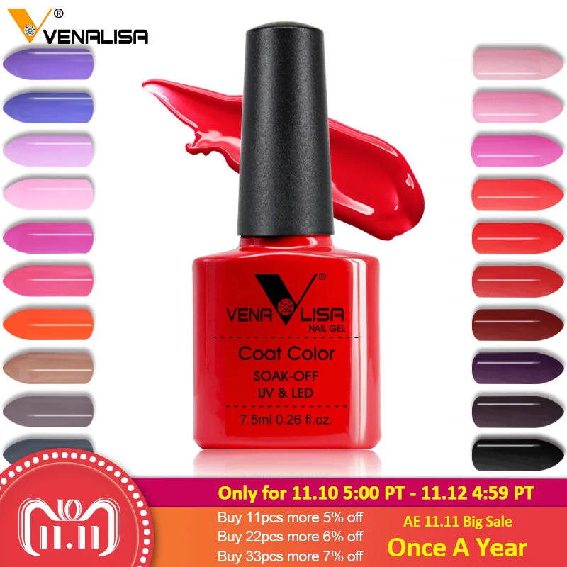 2018 New Free Shipping Nail Art Design Manicure Venalisa 60Color 7.5Ml Soak Off Enamel Gel Polish LED UV Gel Nail Polish Lacquer