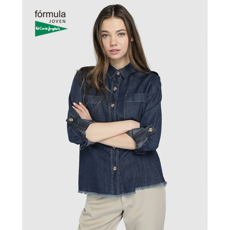 Fórmula Joven mujer camisa tipo vaquera con 100% algodón suave manga larga mejora la mujer moda|Blusas y camisas| - AliExpress