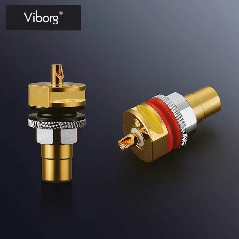 

Viborg 4pcs Top RCA Female Socket Welding Pure Red Copper Gold/Rhodium Plating HIFI Audio Speaker Amplifier Terminal