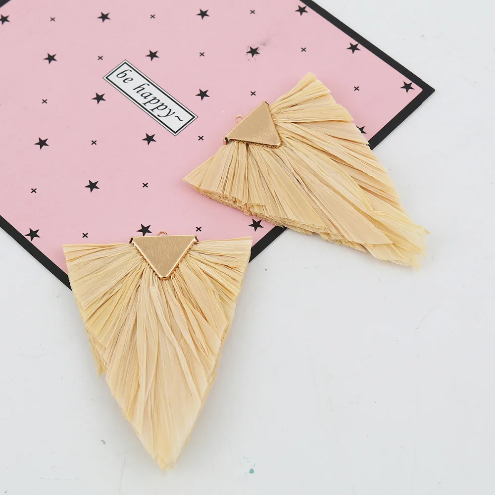 Doreen Box Подвески с кисточками из рафии геометрический треугольник золотой цвет DIY