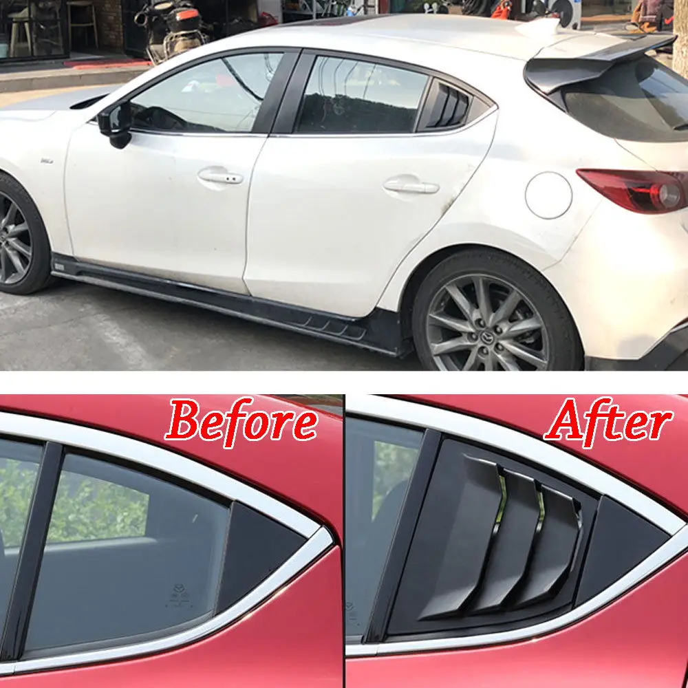 For Mazda 3 Axela 4Dr Sedan 2014-2018 Car Rear Window Side Louvers Vent Trim
