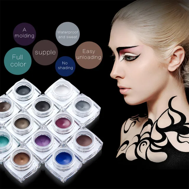 Brand makeup eyes colors pigment white black brown eye liner cream maquillage cosplay matte shimmer waterproof Brand makeup eyes colors pigment white black brown eye liner cream maquillage cosplay matte shimmer waterproof