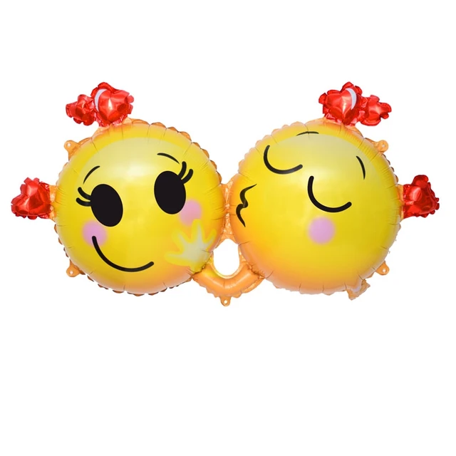 4pcs Kiss Emoji Foil Balloons Aluminum Foil Cartoon Simling Kissing