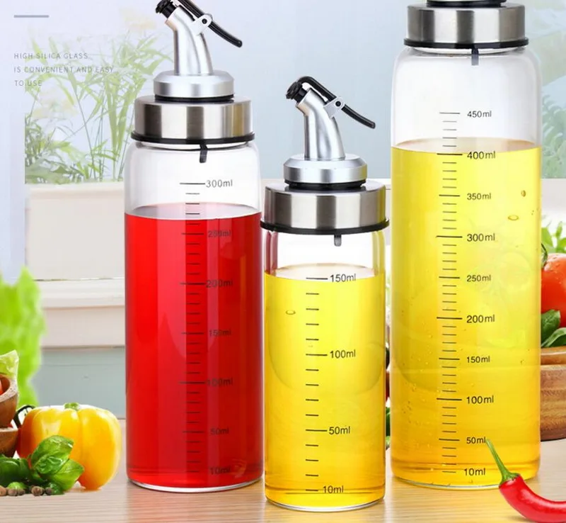Creative glass oil bottle leakproof soy oil bottle glass vinegar set kitchen tools supplies seasoning