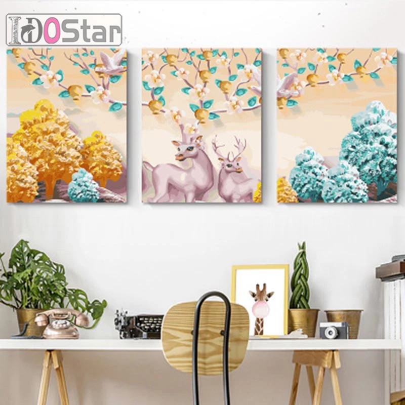 

3pcs/set Frameless DIY Painting By Numbers Mutual guard lifelong Modern Wall Art Canvas Painting Unique Gift For Home Decor