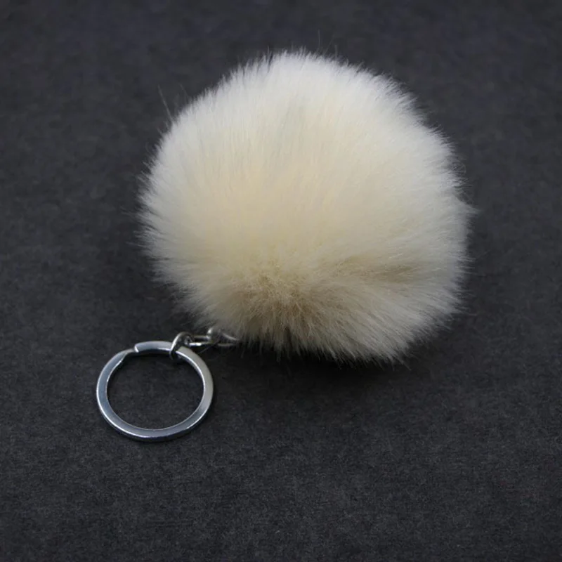 Handmade Fluffy Pom Pom Balls Keychain For Women Bag Rabbit Fur Key Chains Chaveiro Sleutelhanger Pompom Keyrings Llavero Pompon - Цвет: ice cream