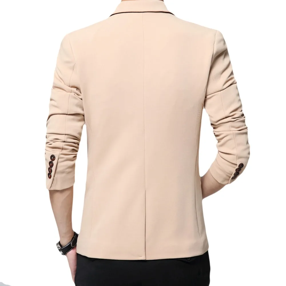 YUNCLOS Новинка 2019 года одна кнопка блейзер для мужчин повседневное Slim Fit Куртки Высокое качество одноцветное цвет бизнес