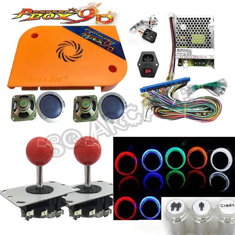 Pandora box 9D 2222 in 1 arcade version jamma game board HDMI VGA DIY arcade ktis with joystick black cap buttons speakers locks Pandora box 9D 2222 in 1 arcade version jamma game board HDMI VGA DIY arcade ktis with joystick black cap buttons speakers locks