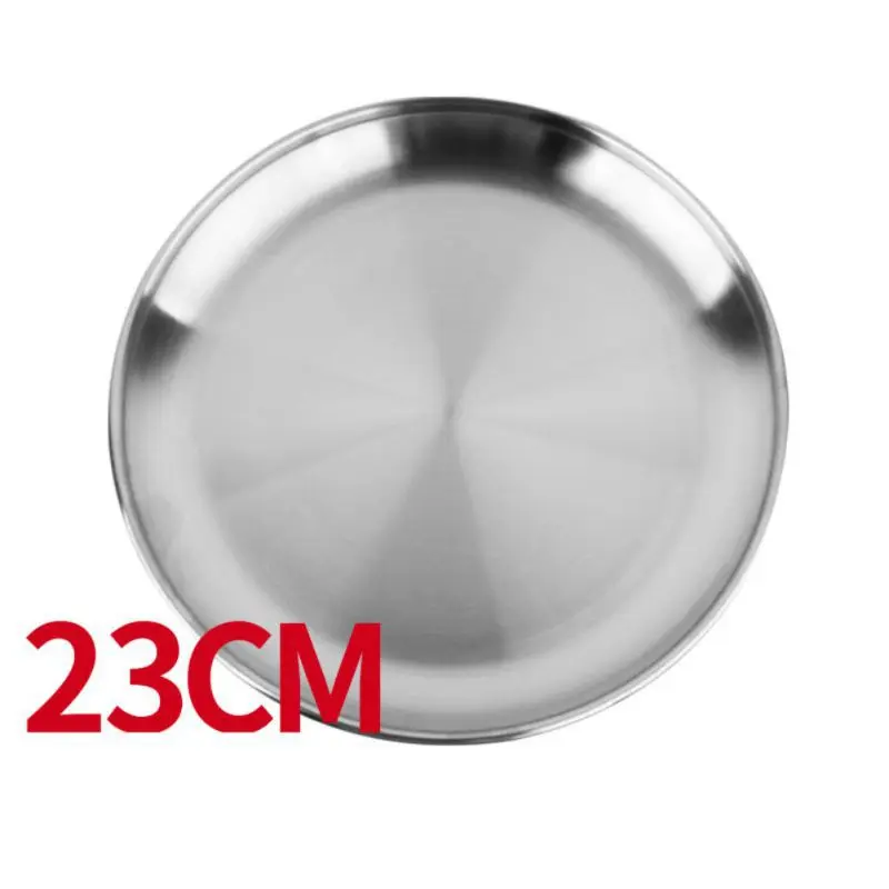 Stainless Steel Dinner Plate 20cm 23cm Round Strong Outdoor Camping Picnic
