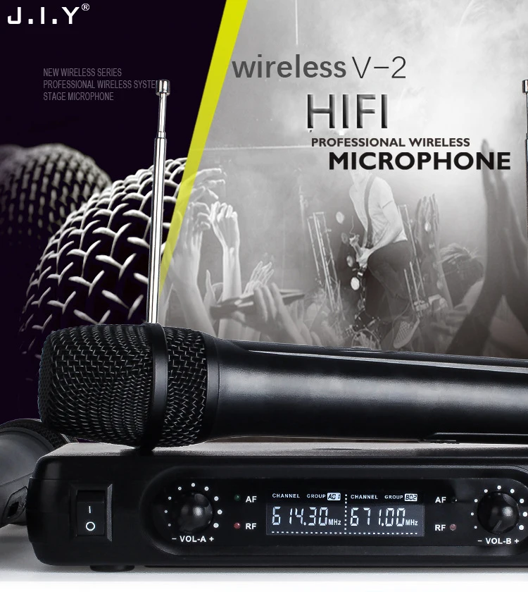 JIY LCD karaoke Wireless Microphone Professional Mic mixer audio radio