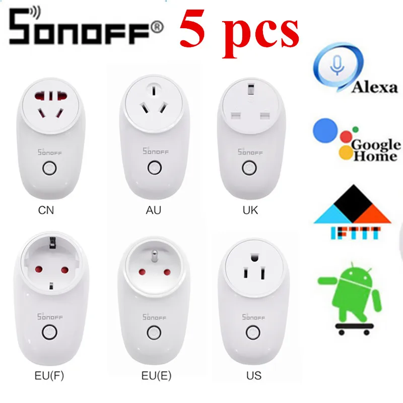 

5pcs Sonoff S26 WiFi Smart Socket CN/US/EU/UK/AU Wireless Plug Power Socket Smart Home Switch Works With Alexa Google Assistant