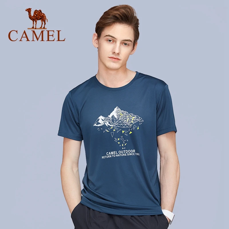 

CAMEL Men Women Outdoor Quick-Dry T-shirt Summer Soft Breathable Casual Sports Shirt O-neck Short-Sleeve Tops