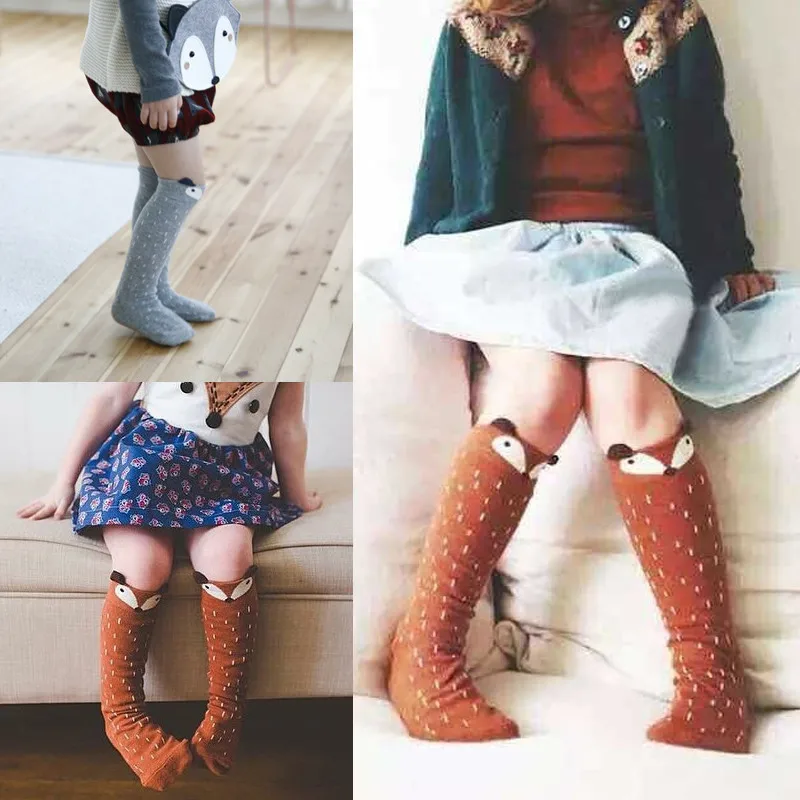 Knee High Long LegWarmers Cute Socks Boy Girl Children socks 0-6 Y Cartoon Cute Kids Socks Bear Animal Baby Cotton Socks