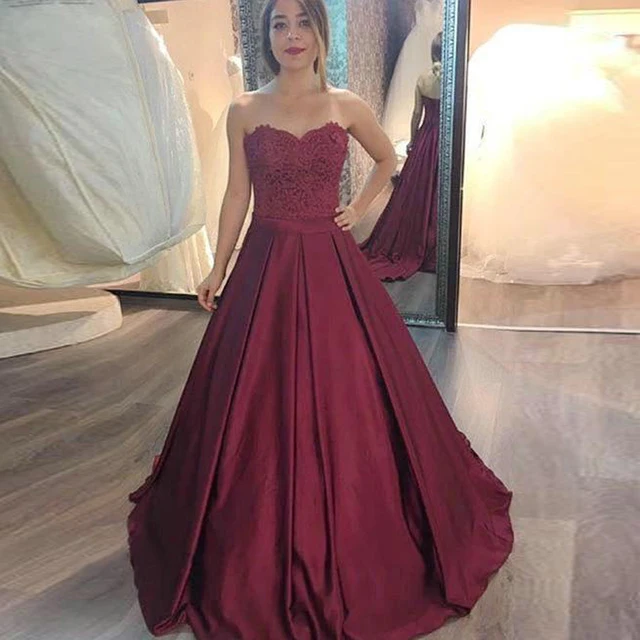 Vestidos de Noche de encaje de fiesta de satén largo de una línea de apliques formales vestidos de fiesta de noche vestido de vestir venta vestido de fiesta 2018 _ -