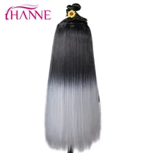 HANNE черный в серый/Блонд прямые термостойкие синтетические волокна Омбре или чистый цвет 24 дюйма длинные ткать клип в наращивание волос