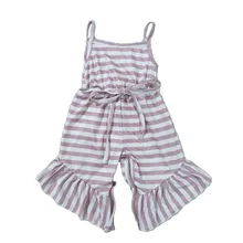 Высококачественная летняя детская одежда модные полосатые розовые комбинезоны для маленьких девочек, дизайн бандажа, бутик, Детский комбинезон gxj