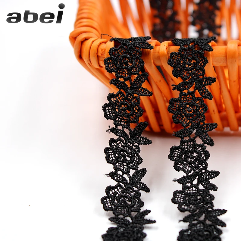 

5yards/lot 2cm Embroidered Flower Black Lace Ribbon Trimming Garment Clothing Accessories DIY Handmade Patchwork Scrapbook Craft