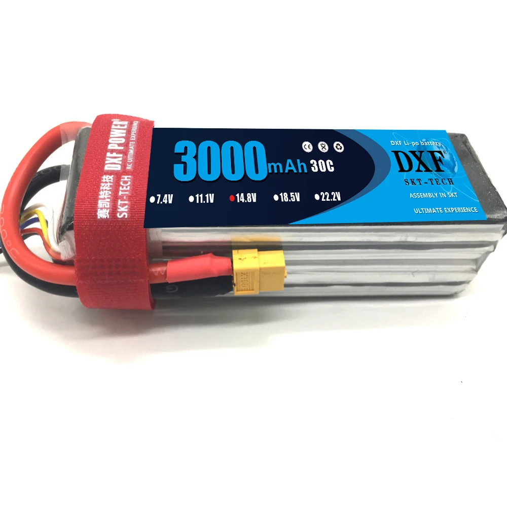 DXF литий-полимерный аккумулятор 14,8 V 3000mAh 4S 30C MAX 60C 1/10 RC автомобиль Lipo Bateria Мультикоптер Квадрокоптер гоночный автомобиль traxxx fpv Дрон