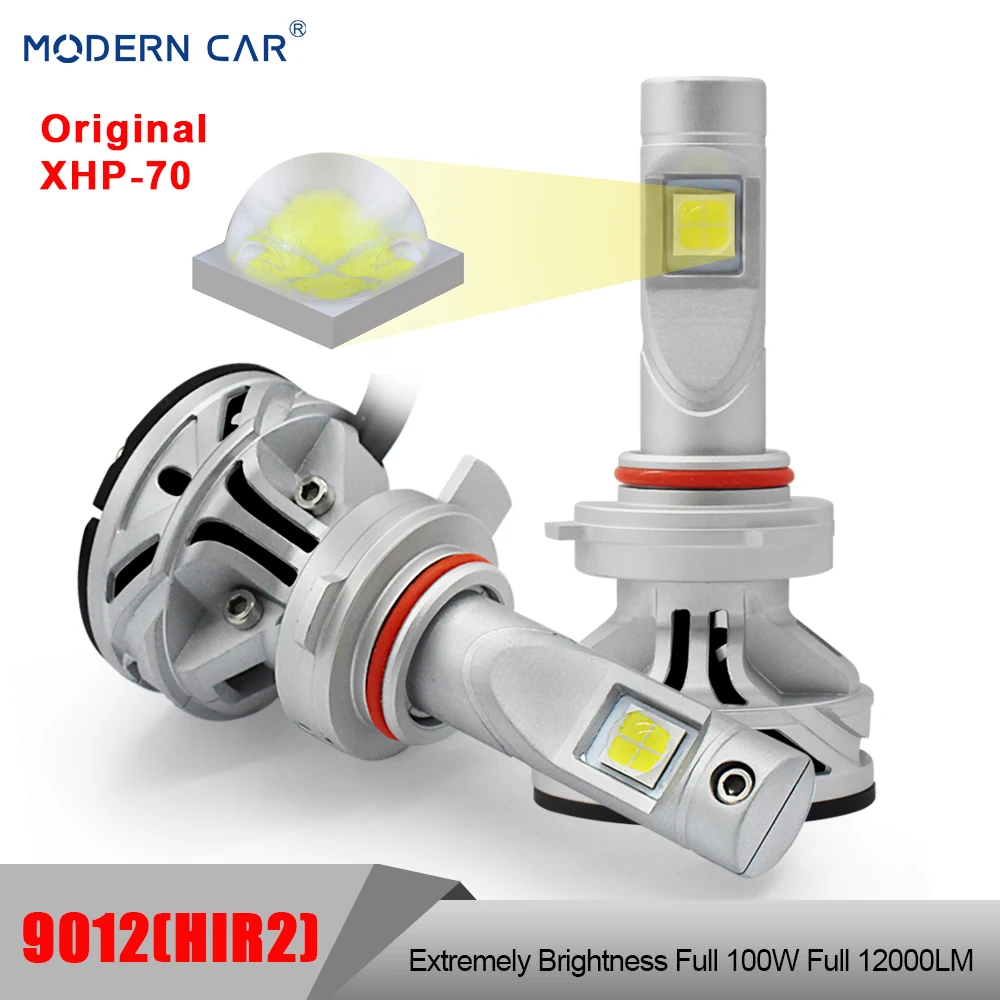 

Modern Car Extremely Brightness Full 100W 12000LM Auto 9012 HIR2 Headlight Original XHP 70 LED Light Headlamp Bulbs White