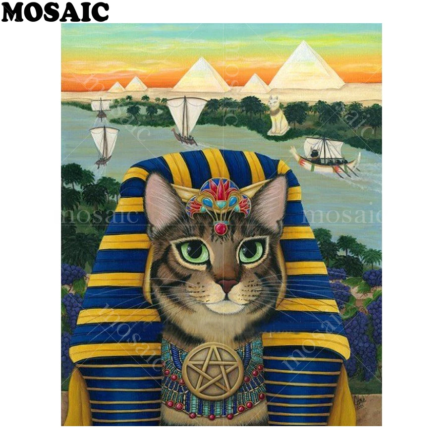 

Diamond Embroidery cat Queen of Egypt,mosaic pictures,Cross Stitch,3D,Needlework,new year gift, full square diamond painting