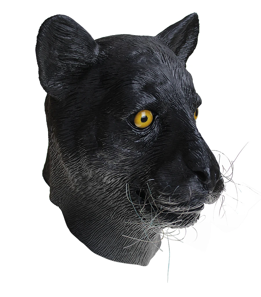 MASCARELLO Realistic Black Panther Animal Head Latex Mask Halloween