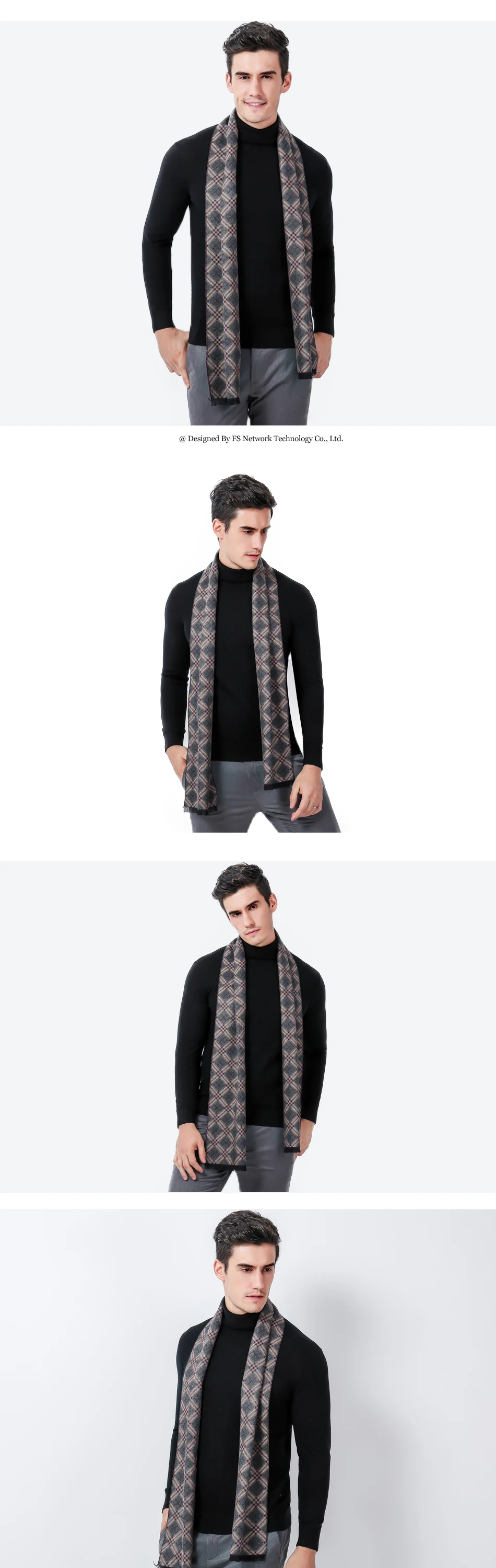 male scarf FS Winter Warm Scarves For Men Tartan Plaid Scarf Luxury Brand Designer Cashmere Wool Man 2018 Fashion Business Long Soft Shawl mens dress scarf