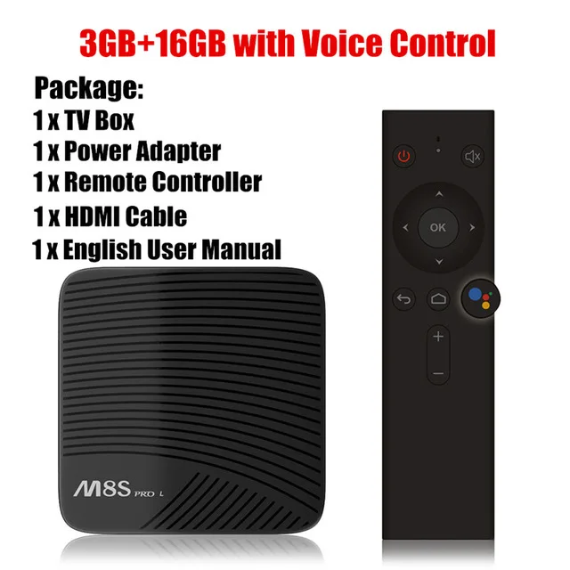 Голосовое управление Smart tv Box Android 7,1 Amlogic S912 Восьмиядерный 3 ГБ/16 ГБ 32 ГБ телеприставка двойной Wifi медиаплеер Mecool M8S PRO L - Цвет: 3G16G Voice Control