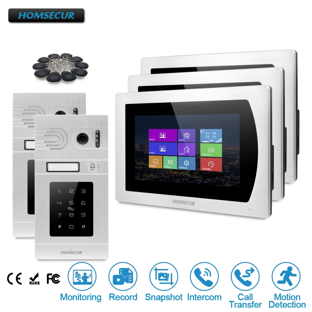 

HOMSECUR 7" Video Door Phone Intercom System+Outdoor Monitoring for Apartment BC071-S +BM717-S