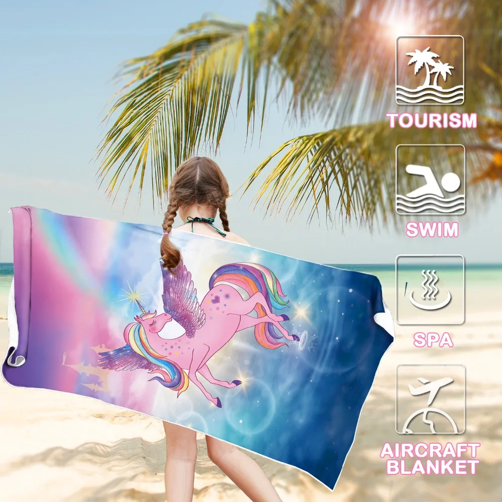 

Beach Towel Unicorn Beach Blanket Towels Mat 30" x 60" Ultra Soft Super Water Absorbent Beach Throw Towel for Travel Swimming