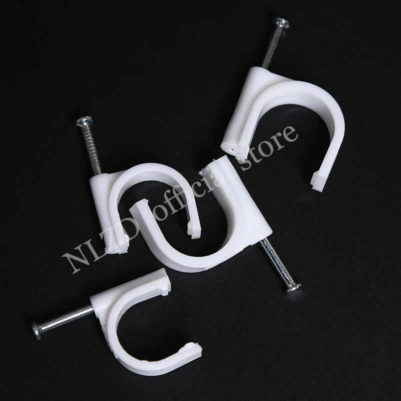10mm Circle Path cable clips Round white cable nail wire clips 100pcs