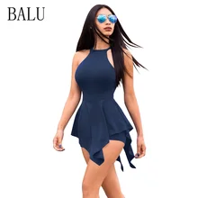 BALU Ruffle Playsuit Women Elegant Halter Sleeveless Bodycon Playsuit Summer Backless Sexy Rompers Beach Playsuit Short Overalls BALU Ruffle Playsuit Women Elegant Halter Sleeveless Bodycon Playsuit Summer Backless Sexy Rompers Beach Playsuit Short Overalls