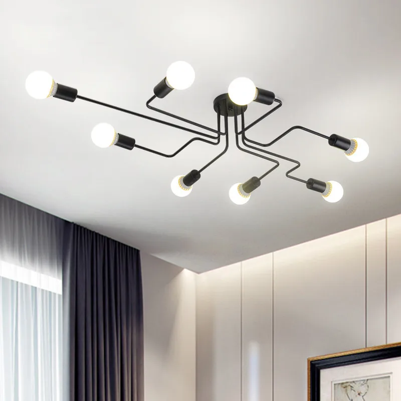 

Smuxi Modern 8 Heads Multiple Rod Dome Night Lamps Ceiling Light Wrought Iron E27 Bulb Cafe Bar Home Decor Lighting Fixtures