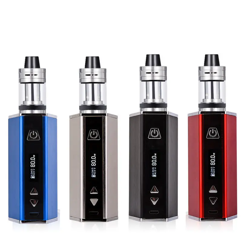 

80W Vape pen Hookah Starter Kit 4ml atomizer Tank e-Cigarette with 1800mAh Battery box Mod Metal Body Electronic Cigarette Kits