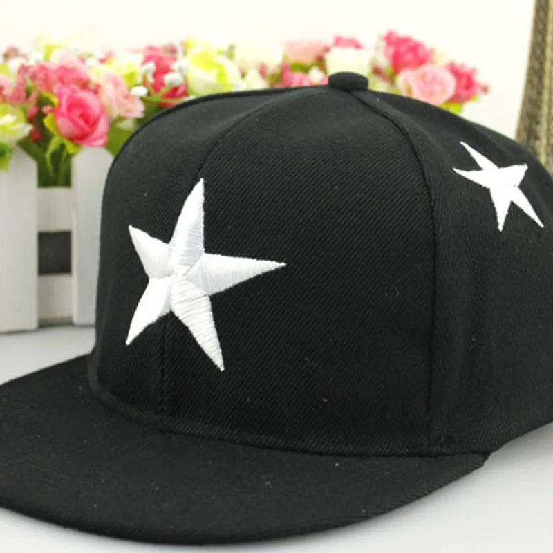 Новая модная детская бейсбольная кепка для мальчиков и девочек с вышивкой в виде пентаграммы, хип-хоп кепка от солнца, уличная Кепка - Цвет: 01-Black
