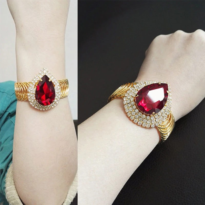 Модный женский браслет, кубинские звенья цепи, браслеты, золотые большие стразы,, Женские Ювелирные изделия VB848