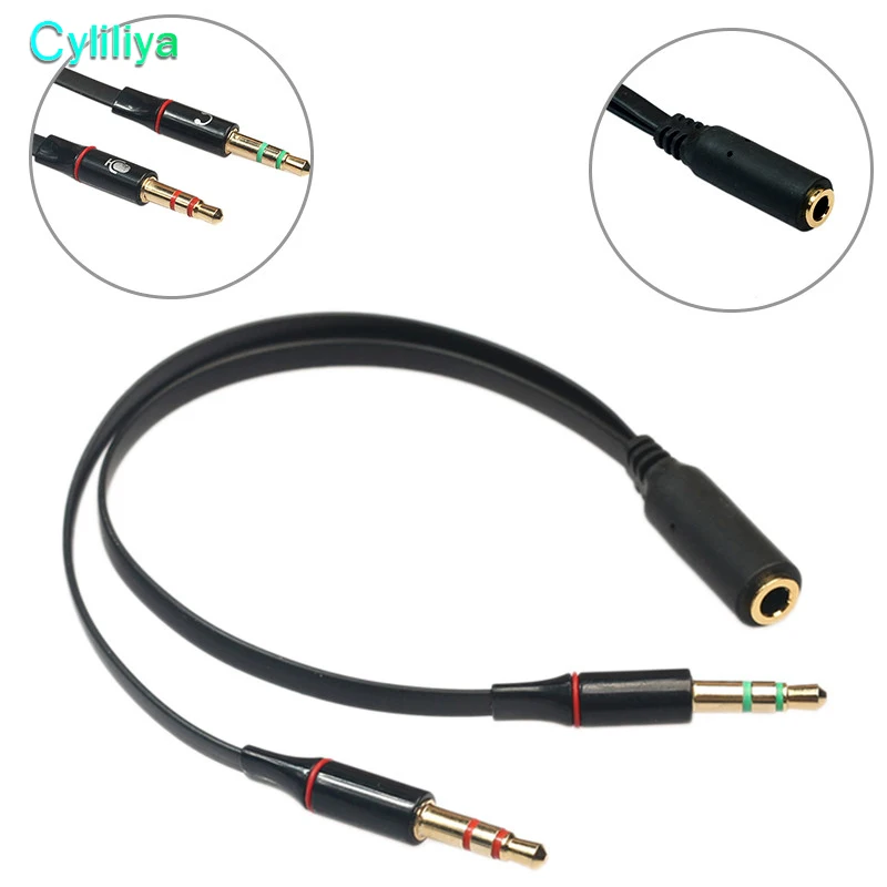 

Splitter 3.5 mm Black Headphone Earphone Audio Cable Y Splitter Adapter 1 Female to 2 male Connected Cord to Laptop 5pcs/lot