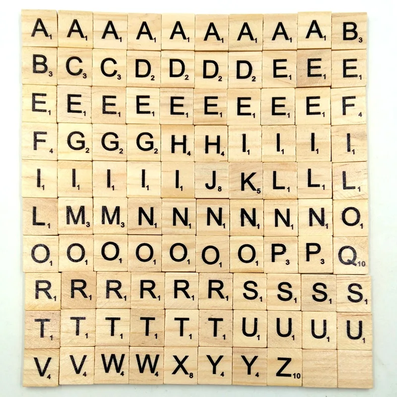 

Capital Letters 100Pcs/set English Words Wooden Letters Alphabet Tiles Black Scrabble Letters & Numbers For Crafts Wood