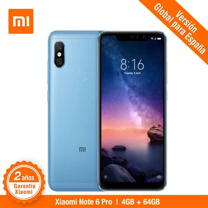 

[Global Version for Spain] Xiaomi Redmi Note 6 Pro (Memoria interna de 64GB, RAM de 4GB, Cuatro camaras con IA)