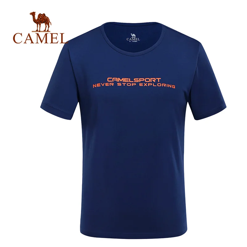 CAMEL мужская женская уличная быстросохнущая футболка Летняя дышащая мягкая Спортивная Повседневная рубашка с круглым вырезом и коротким рукавом - Цвет: Male-Dark Blue