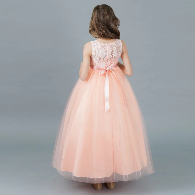 Детское модное длинное вечернее платье; одежда для детей; кружевное платье с цветочным рисунком для девочек; свадебное платье для дня рождения; платье с цветочным узором для девочек; костюм для выпускного бала