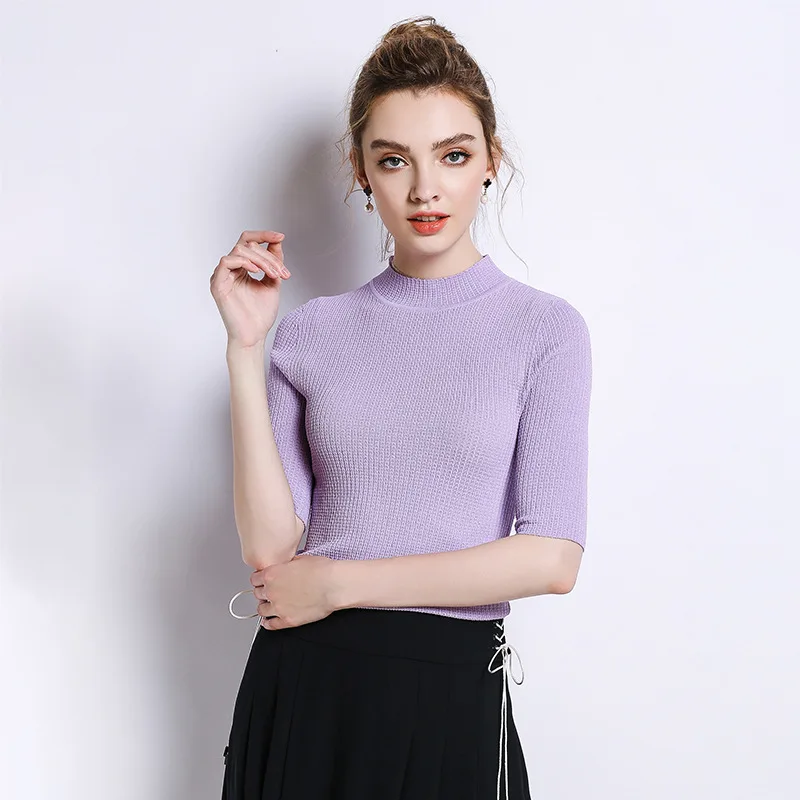 ZJYT Casual Simple Solid Color Knitted Sweater Women Skinny Slim Knitting Pull Femme Jumper Autumn Pullover Womens Tops | Женская одежда