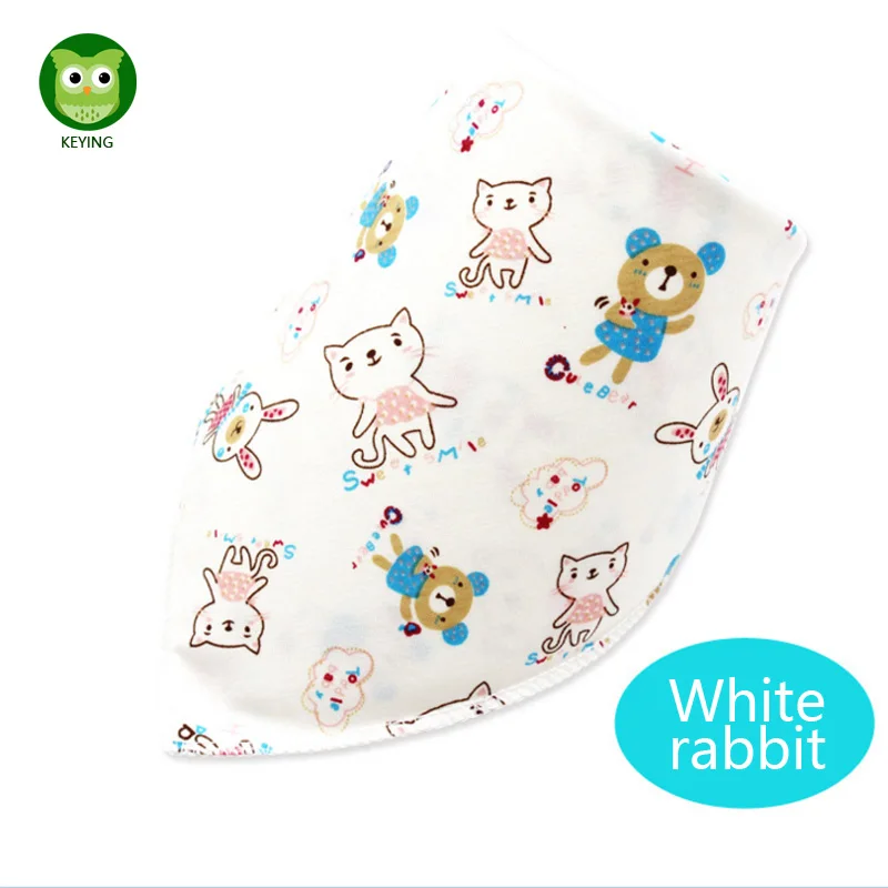 KEYING милые детские нагрудники нагрудник для кормления ребенка хлопок бандана для кормления слюнявчик для девочек мальчиков новорожденных двусторонний Детский шарф - Цвет: White rabbit