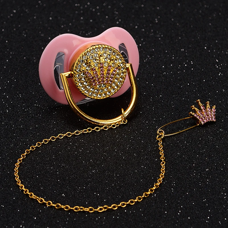 

MIYOCAR unique pink bling Pacifier/ Nipples /Dummy /cocka /chupeta with pacifier clip set unique baby gift for baby shower