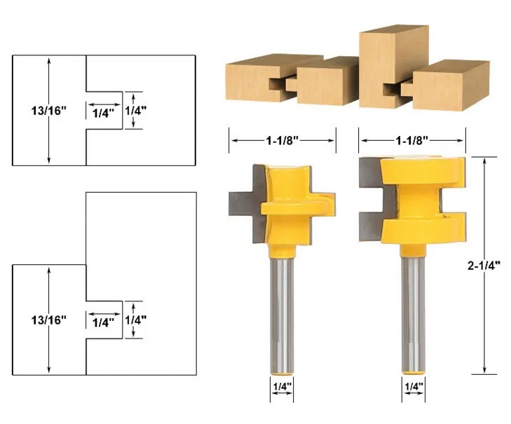 2 шт. мини-шток и паз маршрутизатор Набор бит-1/" хвостовик линии нож деревообрабатывающий режущий шип резак для деревообрабатывающих инструментов RCT 15382