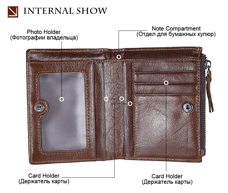 2019 New Genuine Leather Mens Wallet Man zipper Short Coin Purse Brand Male Cowhide Credit&id Wallet Multifunction Small Wallets