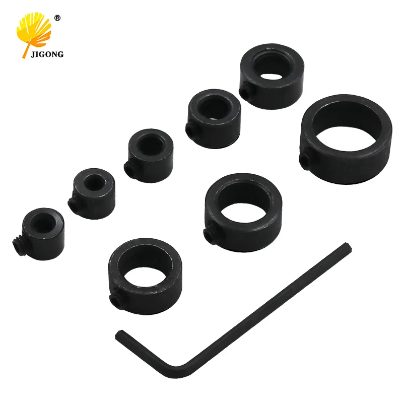 

8pcs/set drill bit depth stop collars split ring set 3-16mm woodworking wood drills new+1pc wrench