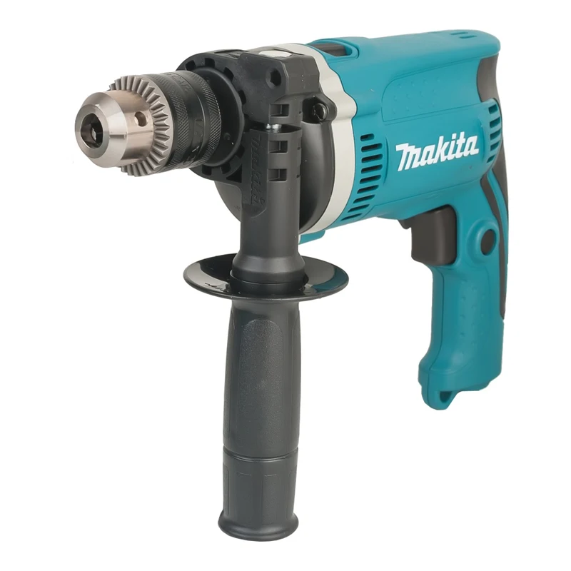 Дрель ударная Makita HP1630 (Мощность 710 Вт, скорость вращения 3200 об/мин, количество ударов 48000 уд/мин, регулировка скорости, реверс, дополнительная рукоятка)